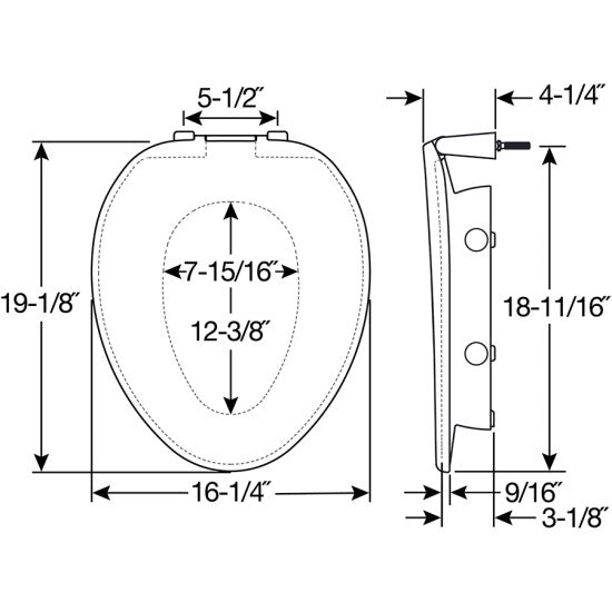 Bemis Elongated Clean Shield Toilet Seat - 3"