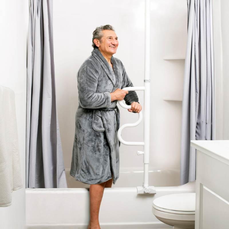 Stander Bathtub Security Pole with Curve Grab Bar