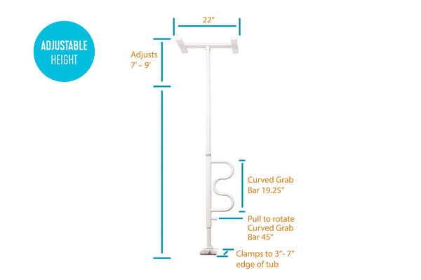 Stander Bathtub Security Pole with Curve Grab Bar