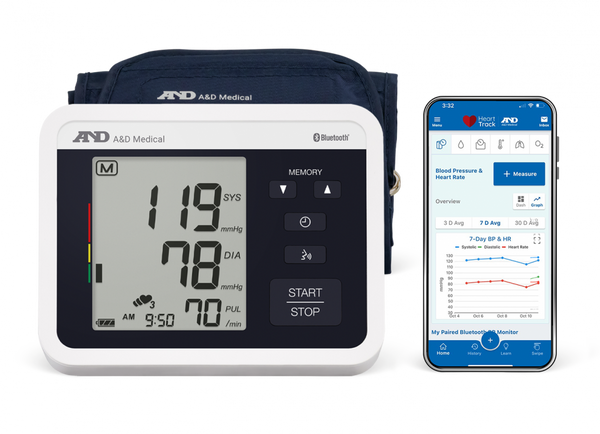 A&D Medical Voice Guided Blood Pressure Monitor with Bluetooth