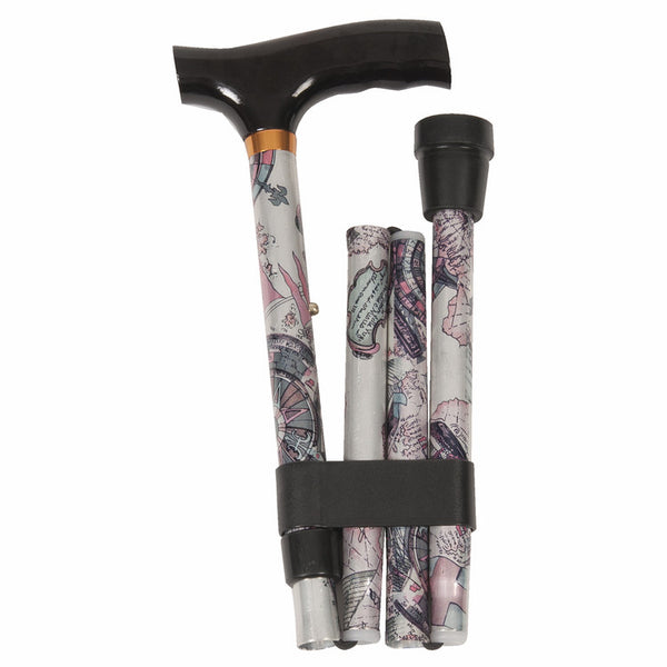 Patterned Folding Cane - Fritz Handle