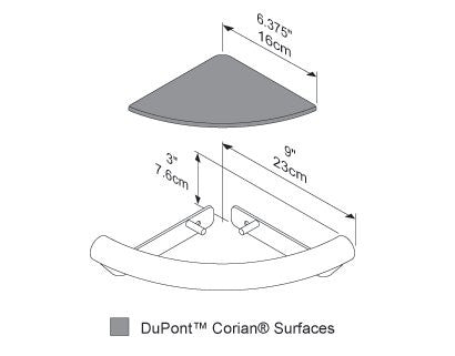 Invisia Corner Shelf with Integrated Support Rail