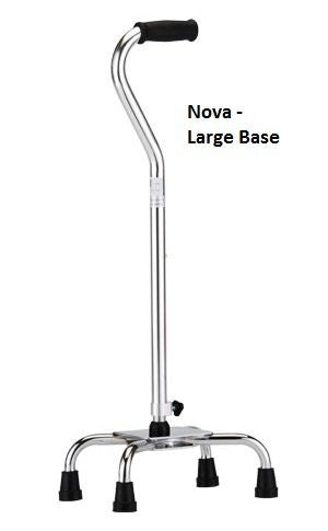 LED Adjustable Quad Cane For Bariatric Use | 500lb Capacity | Lightweight Mobility Walking Aid | Black