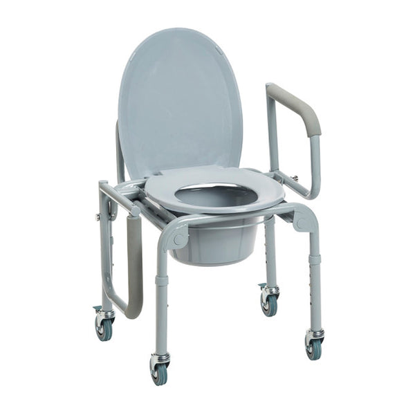 Drive Steel Drop-Arm Commode with Wheels