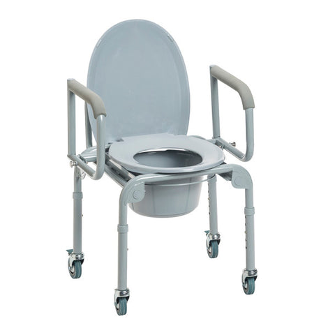 Drive Steel Drop-Arm Commode with Wheels
