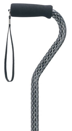 Etched Offset Aluminum Cane - Foam Handle