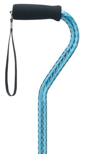 Etched Offset Aluminum Cane - Foam Handle