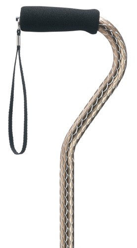 Etched Offset Aluminum Cane - Foam Handle