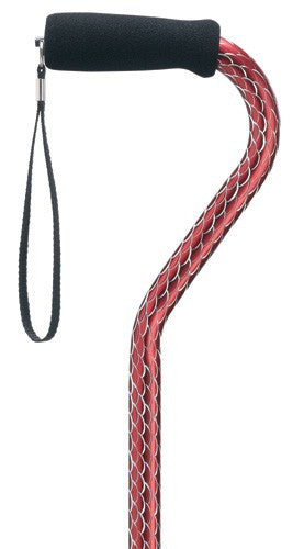 Etched Offset Aluminum Cane - Foam Handle